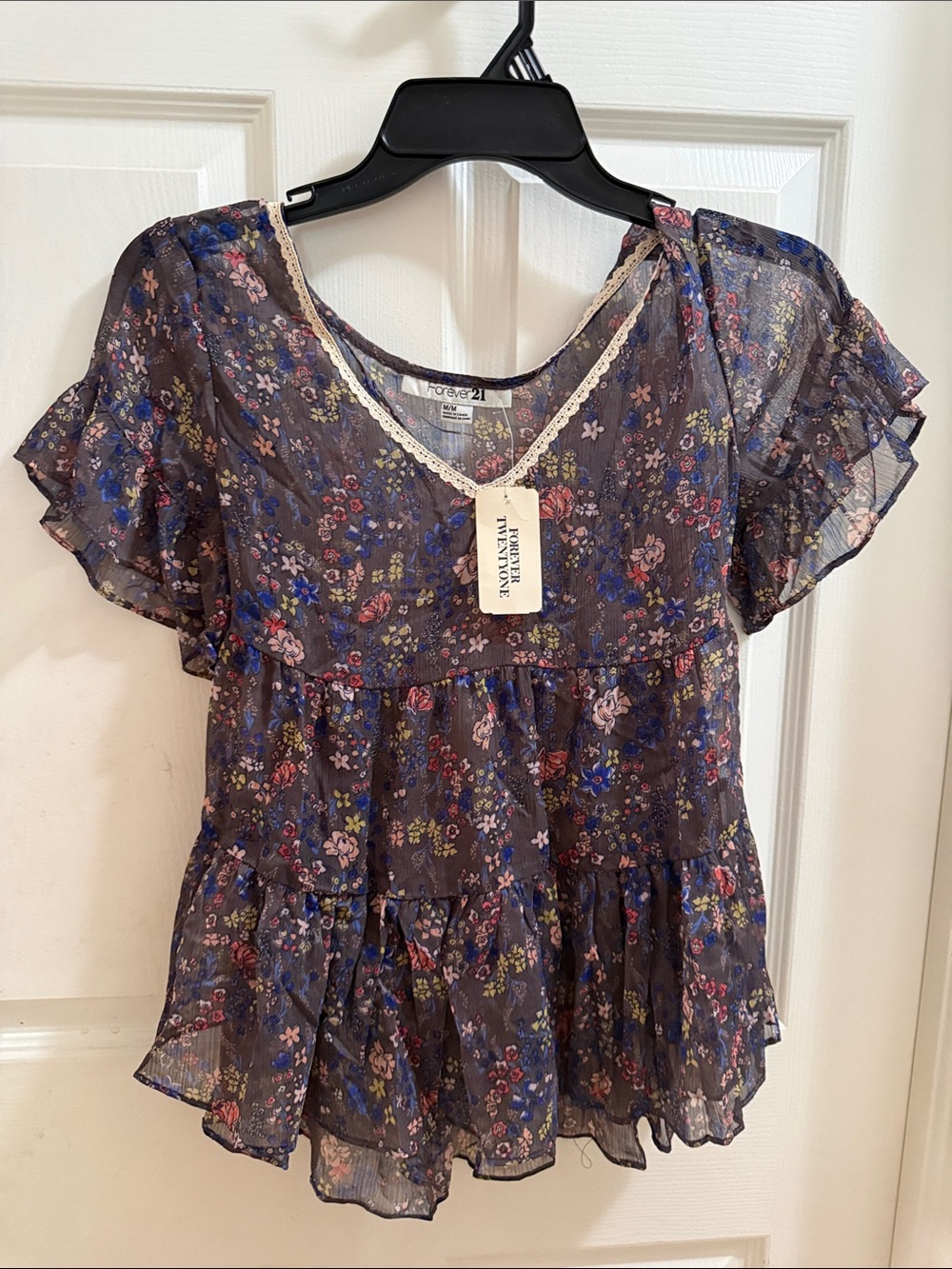 Forever 21 Floral Tiered Ruffle Blouse